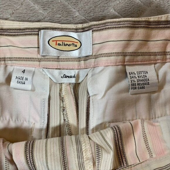 Talbots Womens 4 Pants Cropped Casual Capri Pink Striped Mid Rise Stretch - Picture 4 of 10